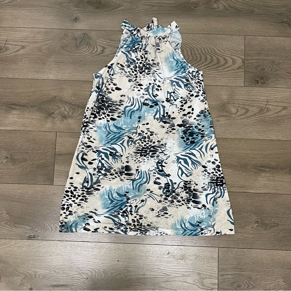 ViVI Blue and Black Patterned Dress Size S - Picture 2 of 6